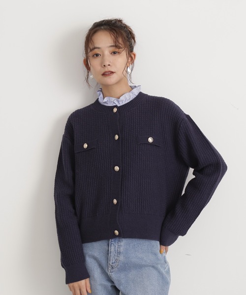 N.(N. Natural Beauty Basic)(エヌエヌナチュラルビューティーベーシック)の「◆ムジツイード編みカーディガン(カーディガン/ボレロ・レディース・オフホワイト/ネイビー/オレンジ・MEDIUM)」の17枚目の写真