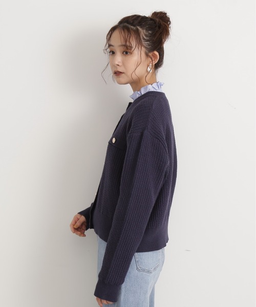 N.(N. Natural Beauty Basic)(エヌエヌナチュラルビューティーベーシック)の「◆ムジツイード編みカーディガン(カーディガン/ボレロ・レディース・オフホワイト/ネイビー/オレンジ・MEDIUM)」の18枚目の写真