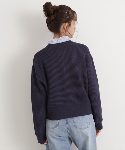 N.(N. Natural Beauty Basic)(エヌエヌナチュラルビューティーベーシック)の「◆ムジツイード編みカーディガン(カーディガン/ボレロ・レディース・オフホワイト/ネイビー/オレンジ・MEDIUM)」の19枚目の写真