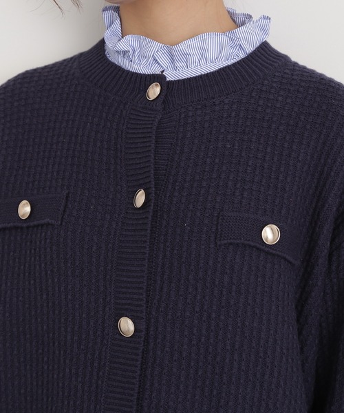 N.(N. Natural Beauty Basic)(エヌエヌナチュラルビューティーベーシック)の「◆ムジツイード編みカーディガン(カーディガン/ボレロ・レディース・オフホワイト/ネイビー/オレンジ・MEDIUM)」の21枚目の写真