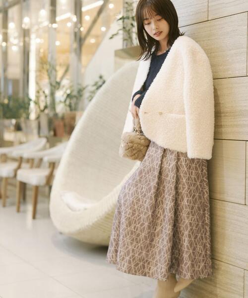 PROPORTION BODY DRESSING（プロポーションボディドレッシング）の「ノーカラーボアブルゾン / 1213255901（テーラードジャケット・レディース・ホワイト系その他・SMALL/MEDIUM）」の5枚目の写真