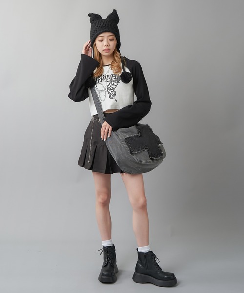 SPINNS（スピンズ）の「クロスデニムショルダーバッグ（ショルダーバッグ・レディース・ブラック/ブルー・ONESIZE）」の15枚目の写真