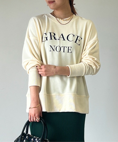 un dix cors（アンディコール）の「前後2WAYフロッキーロゴ裏毛トップス（スウェット・レディース・ネイビー/アイボリー/チャコールグレー・FREE）」の8枚目の写真