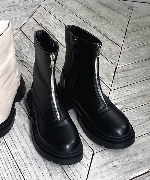179/WG(イチナナキュウダブルジー)の「フロントZIPブーツ(ブーツ・レディース・ベージュ/ブラック・23.5cm/25.0cm/24.5cm/22.0cm)」の2枚目の写真