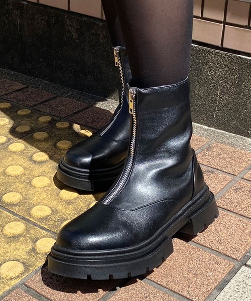 179/WG(イチナナキュウダブルジー)の「フロントZIPブーツ(ブーツ・レディース・ベージュ/ブラック・23.5cm/25.0cm/24.5cm/22.0cm)」の7枚目の写真