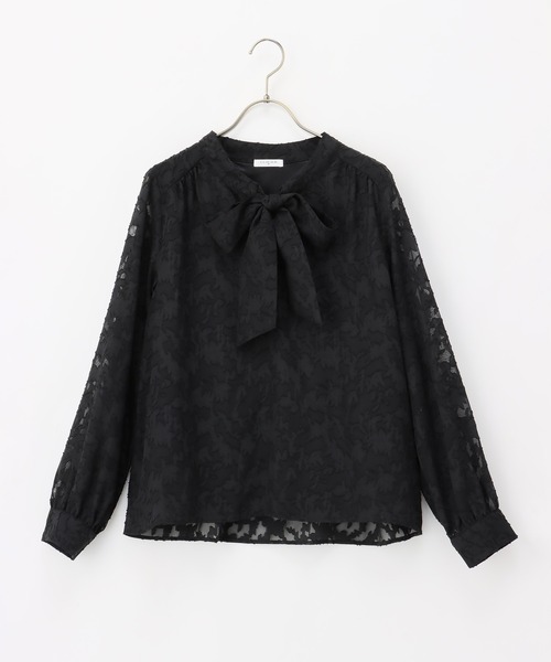 【bow.a】✨ボウエー　ジャガード　ピオニー　トップス　ブラウス　シャツ　黒 ラビットテールジャガードブラウス | ADORE（アドーア