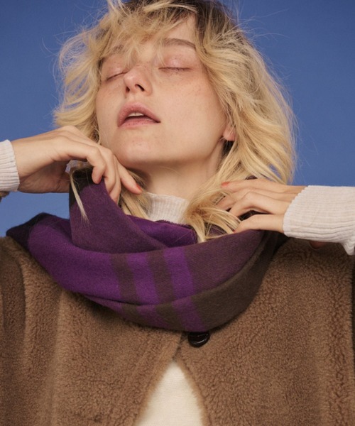 TWEED MILL(ツイードミル)の「【追加2】【TWEEDMILL/ツイードミル】大判ストールチェック(ストール/ショール・レディース・ブルー/ブラック/パープル/ベージュ/グレー/グリーン/ダークグリーン・フリー)」の8枚目の写真