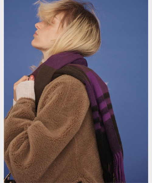 TWEED MILL(ツイードミル)の「【追加2】【TWEEDMILL/ツイードミル】大判ストールチェック(ストール/ショール・レディース・ブルー/ブラック/パープル/ベージュ/グレー/グリーン/ダークグリーン・フリー)」の11枚目の写真