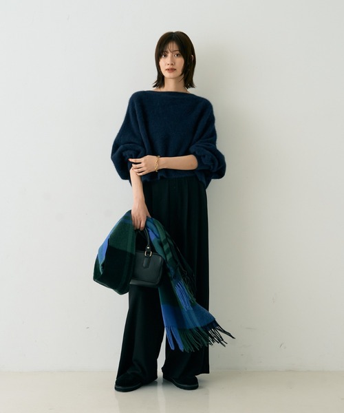 TWEED MILL(ツイードミル)の「【追加2】【TWEEDMILL/ツイードミル】大判ストールチェック(ストール/ショール・レディース・ブルー/ブラック/パープル/ベージュ/グレー/グリーン/ダークグリーン・フリー)」の17枚目の写真