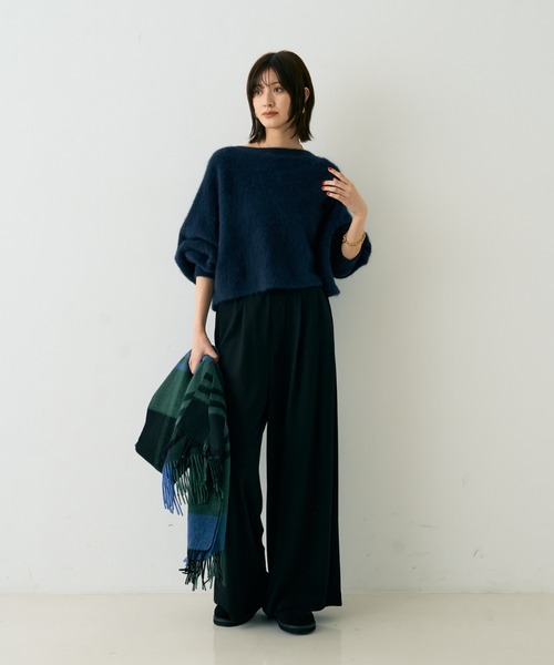 TWEED MILL(ツイードミル)の「【追加2】【TWEEDMILL/ツイードミル】大判ストールチェック(ストール/ショール・レディース・ブルー/ブラック/パープル/ベージュ/グレー/グリーン/ダークグリーン・フリー)」の18枚目の写真