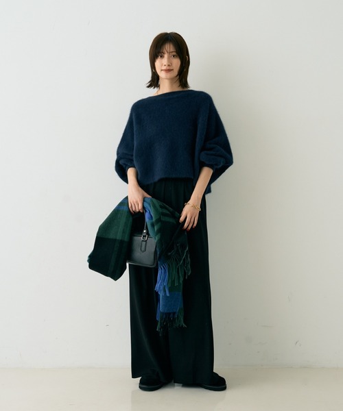 TWEED MILL(ツイードミル)の「【追加2】【TWEEDMILL/ツイードミル】大判ストールチェック(ストール/ショール・レディース・ブルー/ブラック/パープル/ベージュ/グレー/グリーン/ダークグリーン・フリー)」の22枚目の写真