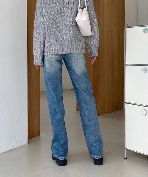 by muni:r（バイ ムニール）の「ウォッシュワイドデニムパンツ（デニムパンツ・レディース・ブラック/ブルー・MEDIUM/SMALL）」の21枚目の写真