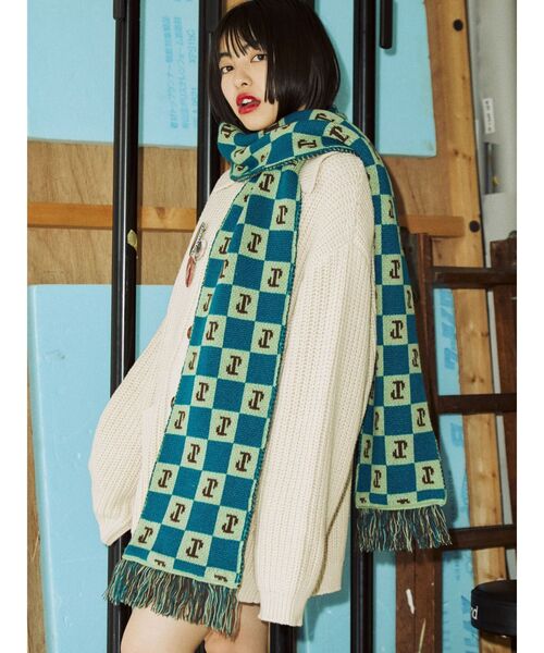 jouetie（ジュエティ）の「チェッカーパターンマフラー（マフラー・レディース・ブルー/ブラック/レッド・FREE）」の21枚目の写真