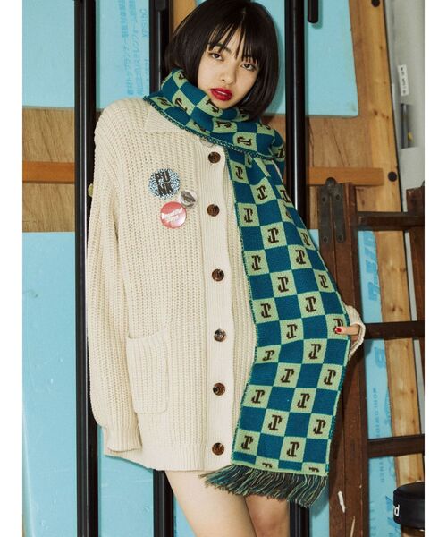 jouetie（ジュエティ）の「チェッカーパターンマフラー（マフラー・レディース・ブルー/ブラック/レッド・FREE）」の4枚目の写真