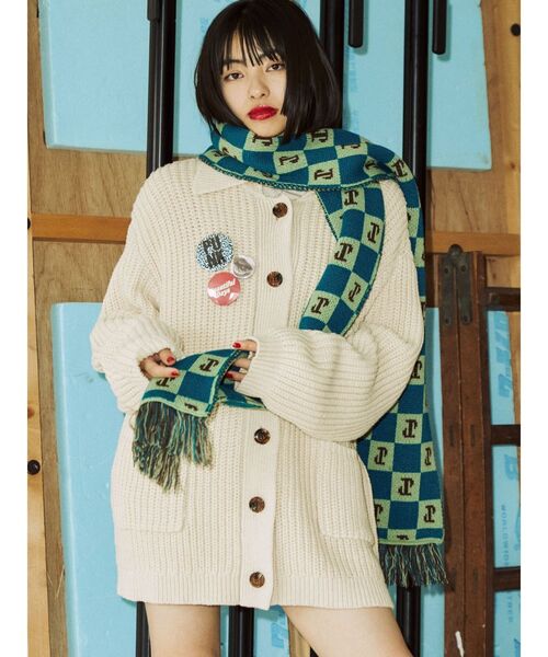 jouetie（ジュエティ）の「チェッカーパターンマフラー（マフラー・レディース・ブルー/ブラック/レッド・FREE）」の5枚目の写真