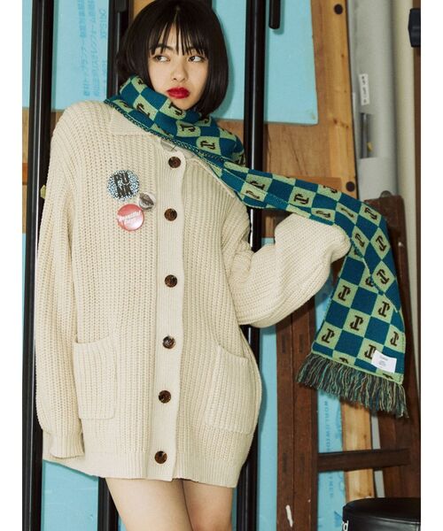 jouetie（ジュエティ）の「チェッカーパターンマフラー（マフラー・レディース・ブルー/ブラック/レッド・FREE）」の6枚目の写真