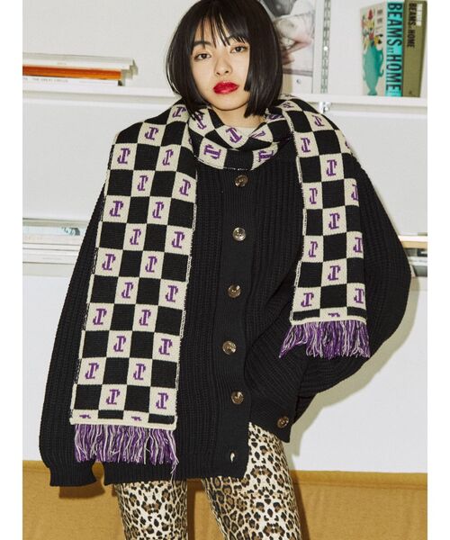 jouetie（ジュエティ）の「チェッカーパターンマフラー（マフラー・レディース・ブルー/ブラック/レッド・FREE）」の9枚目の写真