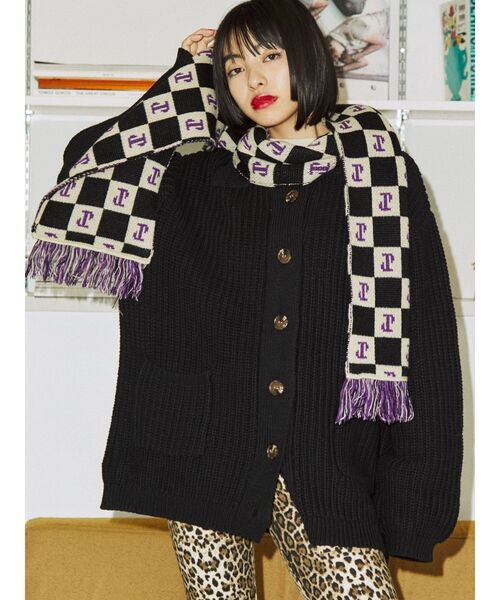 jouetie（ジュエティ）の「チェッカーパターンマフラー（マフラー・レディース・ブルー/ブラック/レッド・FREE）」の11枚目の写真