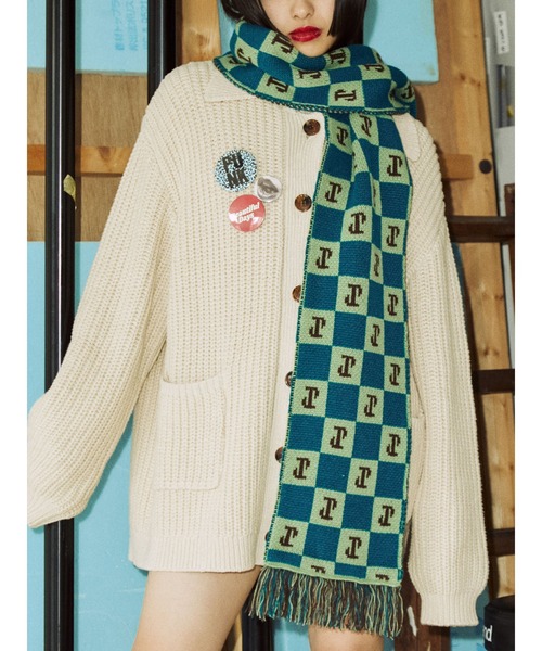 jouetie（ジュエティ）の「チェッカーパターンマフラー（マフラー・レディース・ブルー/ブラック/レッド・FREE）」の3枚目の写真