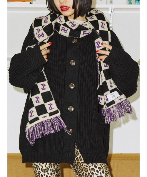 jouetie（ジュエティ）の「チェッカーパターンマフラー（マフラー・レディース・ブルー/ブラック/レッド・FREE）」の2枚目の写真