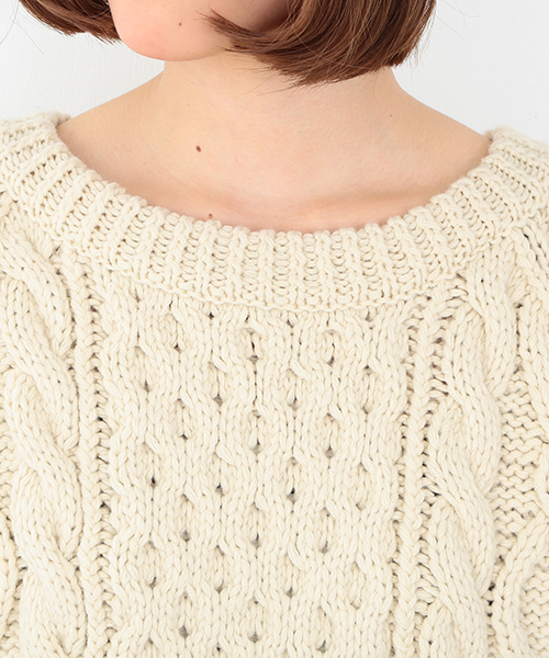 CAROLINA GLASER（カロリナ グレイサー）の「WEARISTA“maho”×CAROLINA GLASER / 手編みニット（ニット/セーター・レディース・クリーム・ONE SIZE）」の5枚目の写真