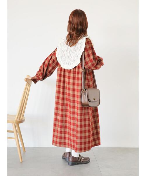 ehka sopo（エヘカソポ）の「ﾚｰｽｼﾞﾚｾｯﾄﾁｪｯｸﾜﾝﾋﾟｰｽ（ワンピース・レディース・レッド/ブラウン・F）」の10枚目の写真