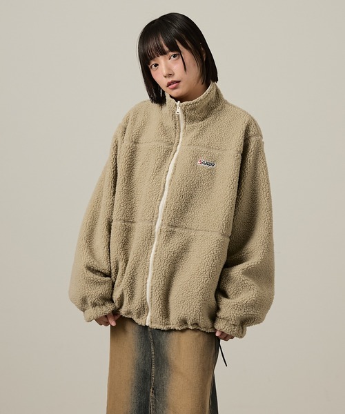 ちゃちゃ⭐︎⭐︎パイピングリバーシブルボアコート レザーパイピングボアXキルティングリバーシブルコート[kd15