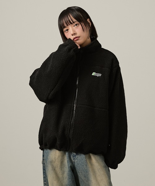 Snap club（スナップクラブ）の「【Snap club】 リバーシブルビッグスタンドボアジャケット（ブルゾン・レディース・ブラック/カーキ/ネイビー/オフホワイト/レッド・M/L）」の15枚目の写真