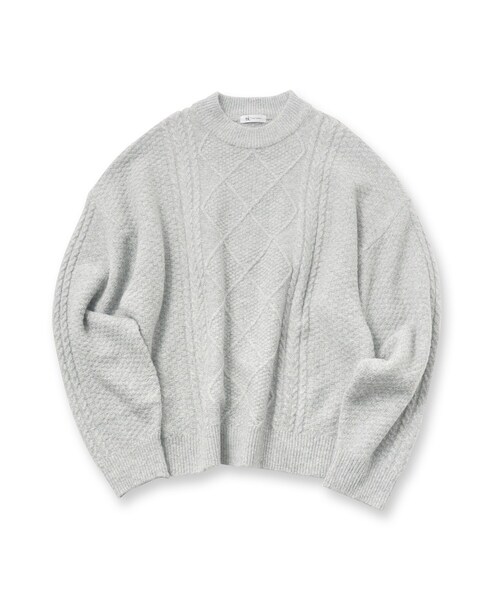 tk.TAKEO KIKUCHI（ティーケータケオキクチ）の「◆ビッグケーブルニットプルオーバー（ニット/セーター・メンズ・ライトグレー/ブラック/ダークグリーン・02/03）」の4枚目の写真