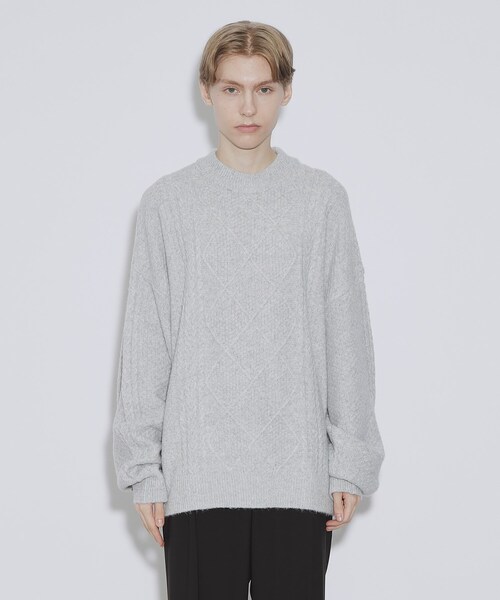 tk.TAKEO KIKUCHI（ティーケータケオキクチ）の「◆ビッグケーブルニットプルオーバー（ニット/セーター・メンズ・ライトグレー/ブラック/ダークグリーン・02/03）」の5枚目の写真