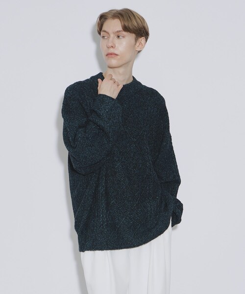 tk.TAKEO KIKUCHI（ティーケータケオキクチ）の「◆ビッグケーブルニットプルオーバー（ニット/セーター・メンズ・ライトグレー/ブラック/ダークグリーン・02/03）」の15枚目の写真