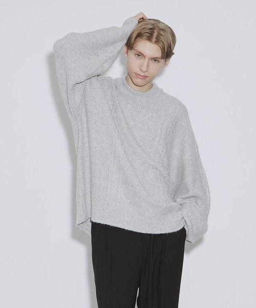 tk.TAKEO KIKUCHI（ティーケータケオキクチ）の「◆ビッグケーブルニットプルオーバー（ニット/セーター・メンズ・ライトグレー/ブラック/ダークグリーン・02/03）」の18枚目の写真