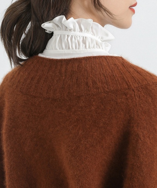 Felt-Maglietta(フェルトマリエッタ)の「フリルネックリボン付き付け襟(付け襟・レディース・ブラック/オフホワイト・FREE)」の6枚目の写真