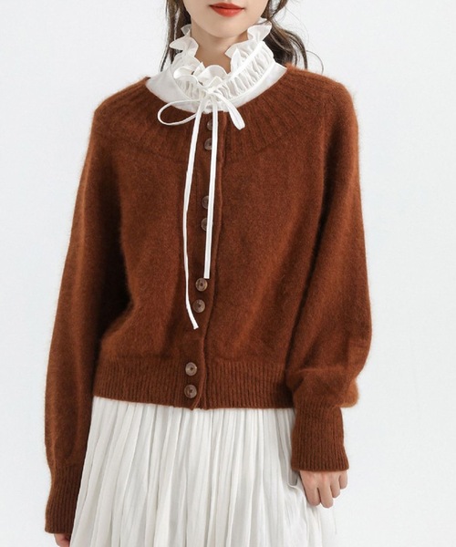 Felt-Maglietta(フェルトマリエッタ)の「フリルネックリボン付き付け襟(付け襟・レディース・ブラック/オフホワイト・FREE)」の7枚目の写真