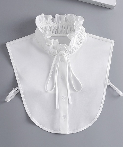 Felt-Maglietta(フェルトマリエッタ)の「フリルネックリボン付き付け襟(付け襟・レディース・ブラック/オフホワイト・FREE)」の8枚目の写真