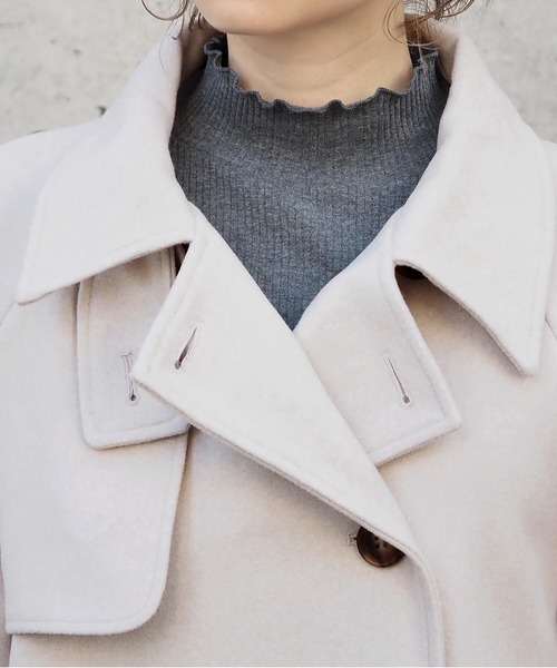 tiptop（ティップトップ）の「【web限定カラー・Lサイズあり】スタンドカラートレンチコート（チェスターコート・レディース・ブラウン/ダークブラウン/チャコールグレー/アイボリー/ブラック・M/L）」の14枚目の写真