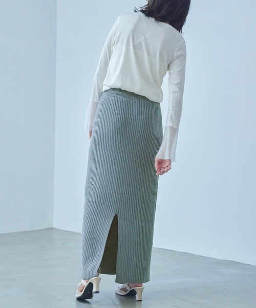 Fashion Letter(ファッションレター)の「ニットプリーツ ナローロングスカート(スカート・レディース・ブラック/ブルー/チャコール/ベージュ・M)」の21枚目の写真