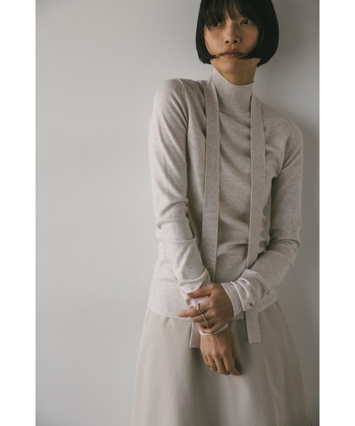 STYLEMIXER(スタイルミキサー)の「タイデザインハイネックニット(ニット/セーター・レディース・アイボリー/ブラック/ライトブラウン・FREE)」の6枚目の写真