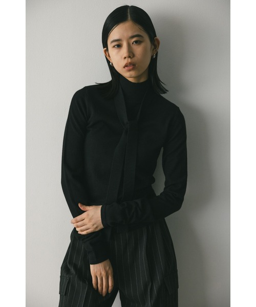 STYLEMIXER(スタイルミキサー)の「タイデザインハイネックニット(ニット/セーター・レディース・アイボリー/ブラック/ライトブラウン・FREE)」の12枚目の写真