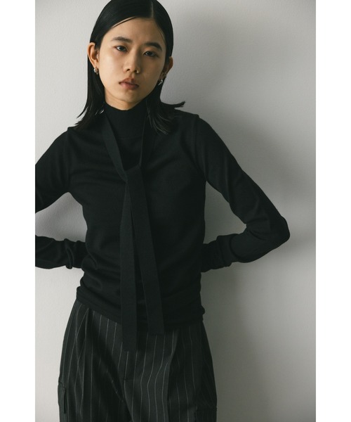STYLEMIXER(スタイルミキサー)の「タイデザインハイネックニット(ニット/セーター・レディース・アイボリー/ブラック/ライトブラウン・FREE)」の13枚目の写真