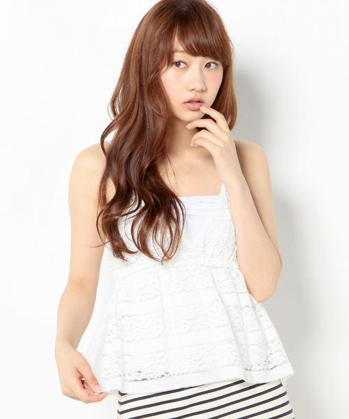 Another Edition(アナザーエディション)の「レースキャミソール/AEFC LACE CAMI◆(キャミソール・レディース・オフホワイト/ブラック・フリー)」の1枚目の写真