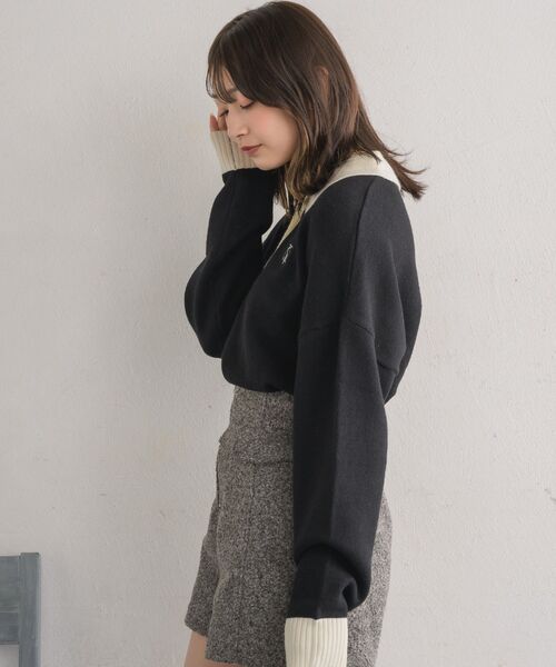 RETRO GIRL(レトロガール)の「胸刺繍ポロNT(ニット/セーター・レディース・ブラック/ナチュラル/ブラック系その他3・FREE)」の5枚目の写真
