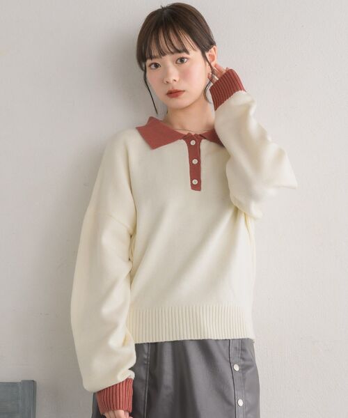 RETRO GIRL(レトロガール)の「胸刺繍ポロNT(ニット/セーター・レディース・ブラック/ナチュラル/ブラック系その他3・FREE)」の17枚目の写真