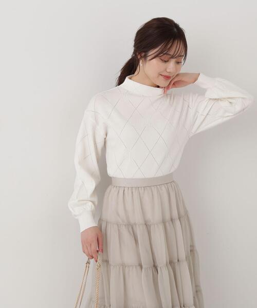 PROPORTION BODY DRESSING（プロポーションボディドレッシング）の「アンジェリーナ透かし柄ニット / 1214170010（ニット/セーター・レディース・ベージュ/ブルー/ホワイト系その他・FREE）」の9枚目の写真