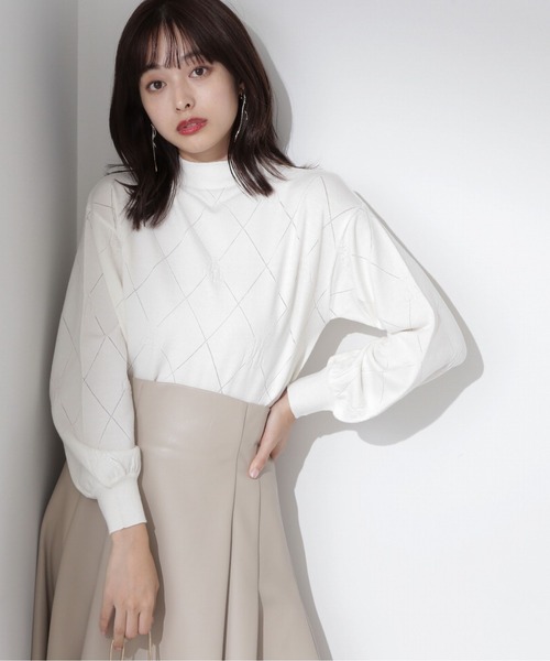 PROPORTION BODY DRESSING（プロポーションボディドレッシング）の「アンジェリーナ透かし柄ニット / 1214170010（ニット/セーター・レディース・ベージュ/ブルー/ホワイト系その他・FREE）」の2枚目の写真