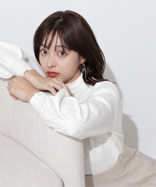 PROPORTION BODY DRESSING（プロポーションボディドレッシング）の「アンジェリーナ透かし柄ニット / 1214170010（ニット/セーター・レディース・ベージュ/ブルー/ホワイト系その他・FREE）」の4枚目の写真