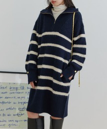 VIS（ビス）の「【WEB限定】ハーフジップ畦編みニットミニワンピース【静電気防止・洗える】（ワンピース・レディース）」