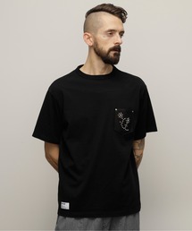 schott | Schott/ショット/T-SHIRT FLOWER STUDDEDLEATHER PKT/フラワースタッズ レザーポケット Tシャツ(Tシャツ/カットソー)