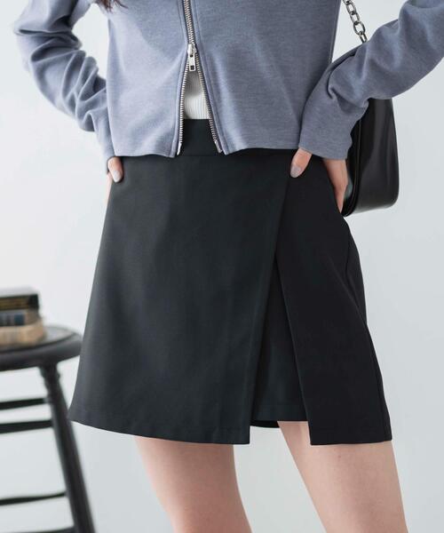 WEGO（ウィゴー）の「WEGO/レイヤードスリットスカパン（スカート・レディース・ブラック系その他/ブラック/杢グレー・FREE）」の2枚目の写真