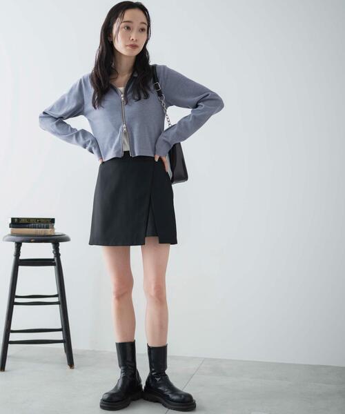 WEGO（ウィゴー）の「WEGO/レイヤードスリットスカパン（スカート・レディース・ブラック系その他/ブラック/杢グレー・FREE）」の4枚目の写真